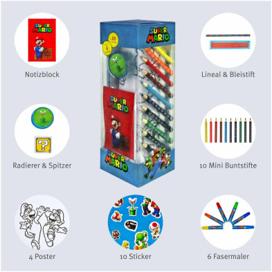 Imagen 2 set de papelería super mario 35 piezas