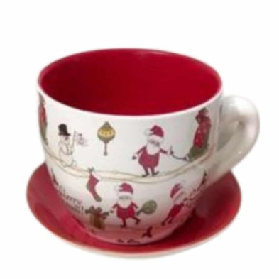 Macetero Taza Santa Claus 23 cm