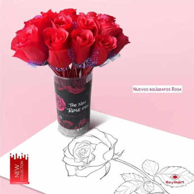 imagen 2 de rosas rojas prime expositor de 24 boligrafos