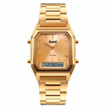 Imagen reloj vintage dorado doble hora