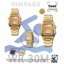 imagen 1 de reloj vintage dorado doble hora