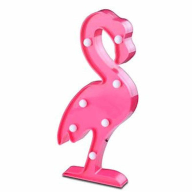 imagen 1 de flamenco rosa en plastico con 7 led