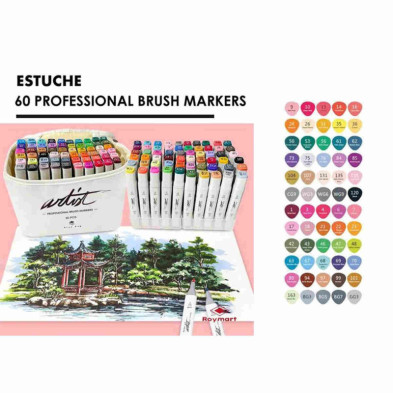 imagen 2 de estuche profesional 60 rotuladores brush markers