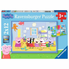 Imagen puzzle peppa pig 2x12 piezas ravensburger