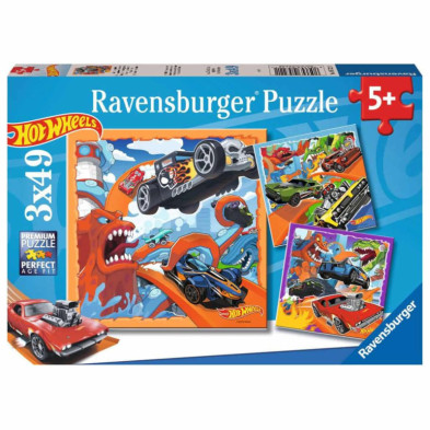 Imagen puzzle hot wheels 3x49 piezas ravensburger