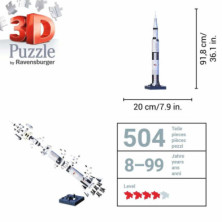 imagen 3 de puzzle 3d apollo saturn v rocket 440 piezas ravens