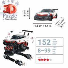 imagen 3 de puzzle 3d porsche 911 gt3 cup 108 piezas ravensbur