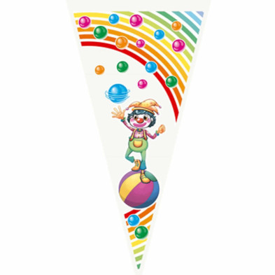 imagen 1 de bolsa cono 20x40cm payasos 100 unidades