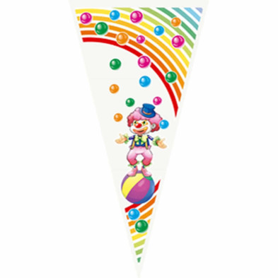 imagen 2 de bolsa cono 20x40cm payasos 100 unidades