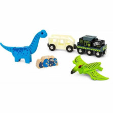 imagen 2 de tren jurasic a pilas brio dinosaurios