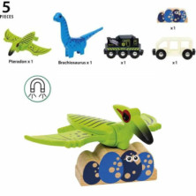 imagen 6 de tren jurasic a pilas brio dinosaurios