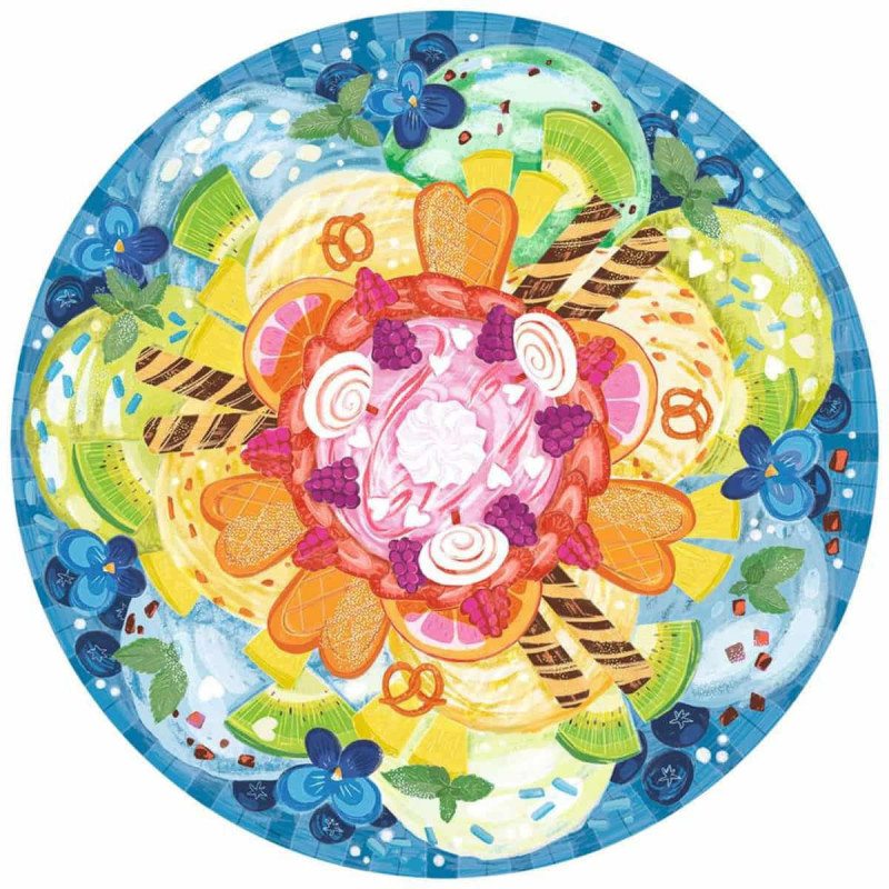Puzzle Redondo De 500 Piezas Ravensburger | Helado | Regalo Para Adultos Y Niños + Pegamento Para Enmarcar