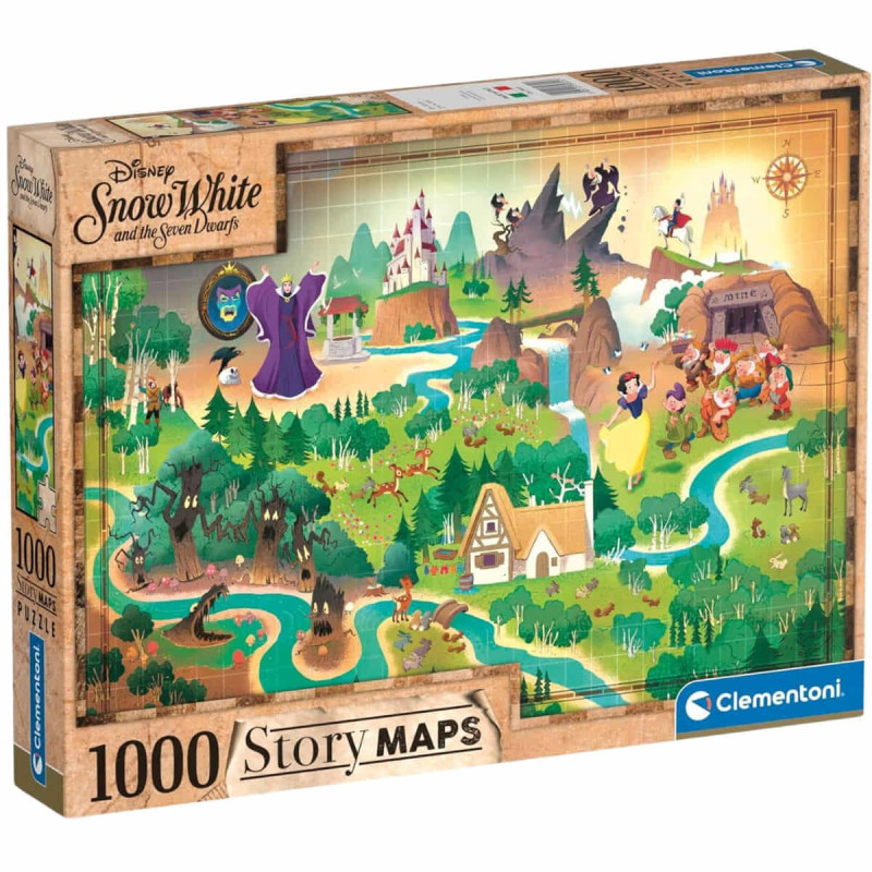 Imagen puzzle blancanieves story maps 1000 piezas clement