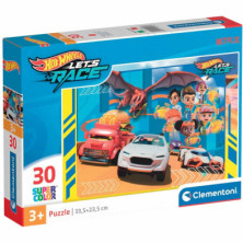 Imagen puzle hotwheels 30 piezas clementoni