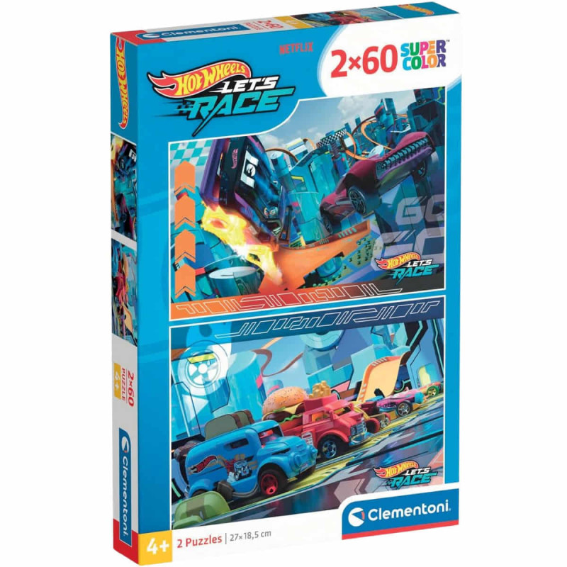 Imagen puzle hotwheels 2x60 piezas clementoni
