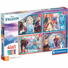 Imagen puzle 4 en 1 frozen 12-24 piezas clementoni