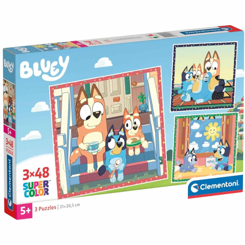 Imagen puzle bluey 3x48 piezas clementoni