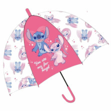 PARAGUAS AUTOMATICO LILO & STITCH BURBUJA ROSA 43,5CM