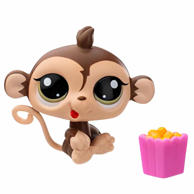 Figura Littlest Pet Shop Serie 2 Mono Marron con Palomitas hipergol