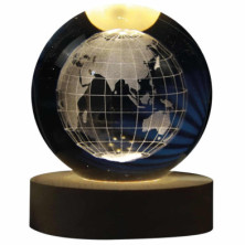 Imagen lámpara bola de cristal 3d tema mundo  8cm
