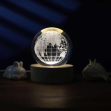imagen 1 de lámpara bola de cristal 3d tema mundo  8cm