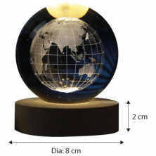 imagen 2 de lámpara bola de cristal 3d tema mundo  8cm