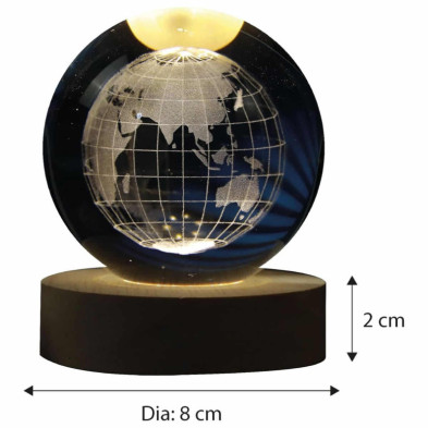 imagen 2 de lámpara bola de cristal 3d tema mundo  8cm