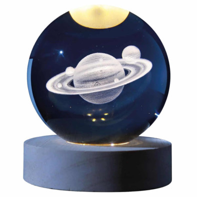 Imagen lámpara bola de cristal 3d saturno 8cm