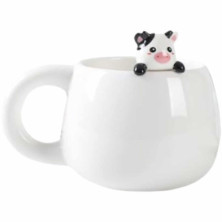TAZA DE CERÁMICA CON VACA EN EL BORDE 450 ML