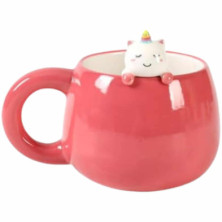 TAZA DE CERÁMICA CON UNICORNIO EN EL BORDE 450 ML