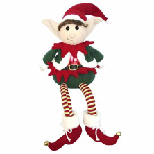 Elfo Decorativo Sentado 55cm con Luz LED – Adorno Navideño