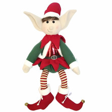 Elfo Decorativo Sentado 49cm con 15 Luces LED – Adorno Navideño