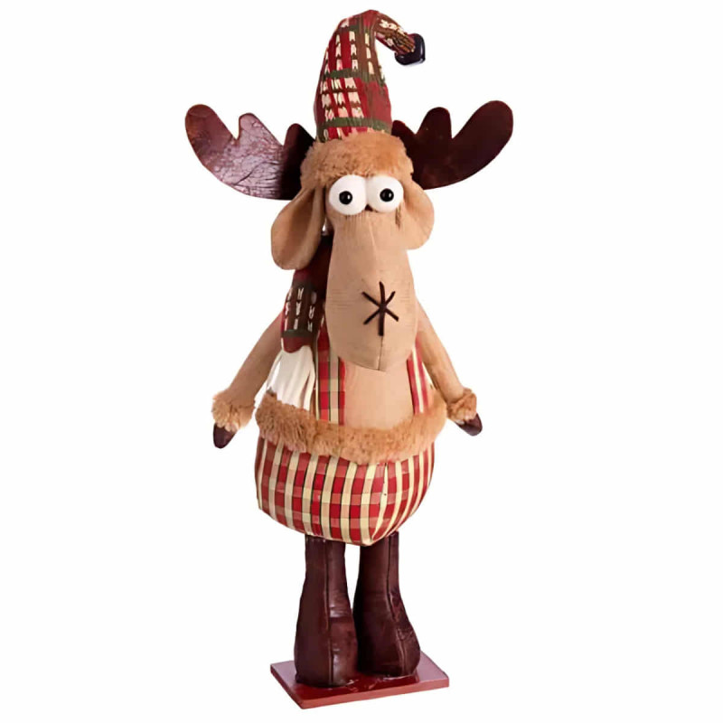 Reno de Pie Poliéster y Yute 59cm – Adorno Navideño Rústico
