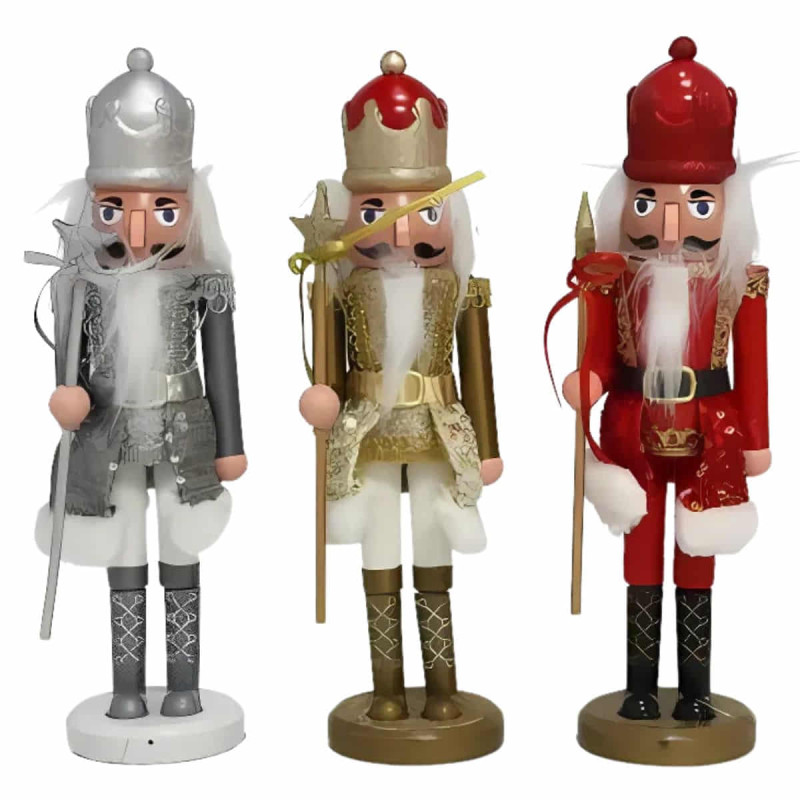 FIGURA NAVIDEÑA CASCANUECES 28 CM - DECORACIÓN FESTIVA EN 3 SURTIDOS