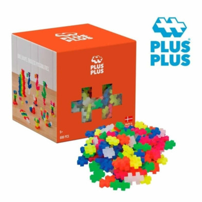 imagen 1 de cubo de piezas neón 600 piezas plus plus