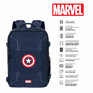 imagen 1 de mochila capitám américa mercury azul 47cm