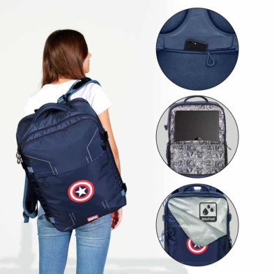imagen 3 de mochila capitám américa mercury azul 47cm