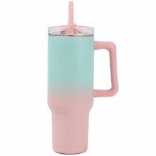 Imagen taza de viaje 1200ml sombreada verde azulado & ros