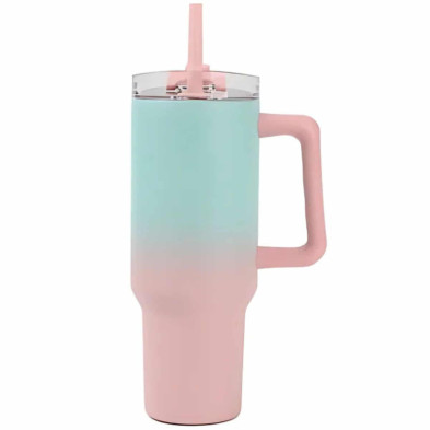 Imagen taza de viaje 1200ml sombreada verde azulado & ros