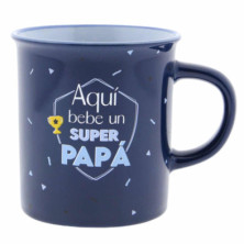 Imagen taza vintage aquí bebe un super papá 430ml