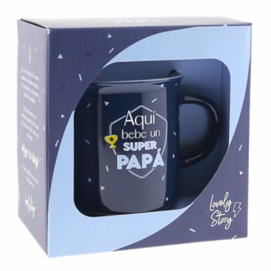 imagen 1 de taza vintage aquí bebe un super papá 430ml