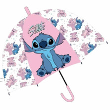PARAGUAS AUTOMÁTICO LILO & STITCH ROSA TRANSPARENTE 48,5 CM