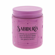 VELA AROMÁTICA SABIDURÍA EN TONO PÚRPURA CON AROMA FLORAL PARA ELEVAR LA INTUICIÓN
