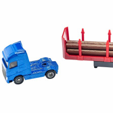 Vehículo de transporte forestal SIKU con troncos removibles, ideal para jugar a cargar y descargar madera.
