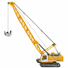 Grúa Liebherr SIKU 1891 en caja azul con ventana, modelo metálico a escala 1:87 con brazo articulado y gancho metálico.