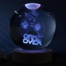 LÁMPARA BOLA DE CRISTAL 3D LETS PLAY CON MANDO GAMER Y LED