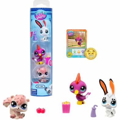 imagen 2 de figura littlest pet shop pack de 3 park pets