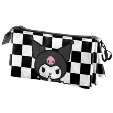 PORTATODO TRIPLE KUROMI - ESTILO A CUADROS Y GRAN CAPACIDAD