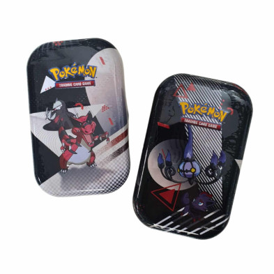 Imagen frontal de mini latas JCC Pokémon Escarlata y Púrpura con diferentes diseños.