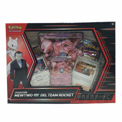 Imagen frontal de la caja Colección Mewtwo EX del Team Rocket JCC Pokémon.